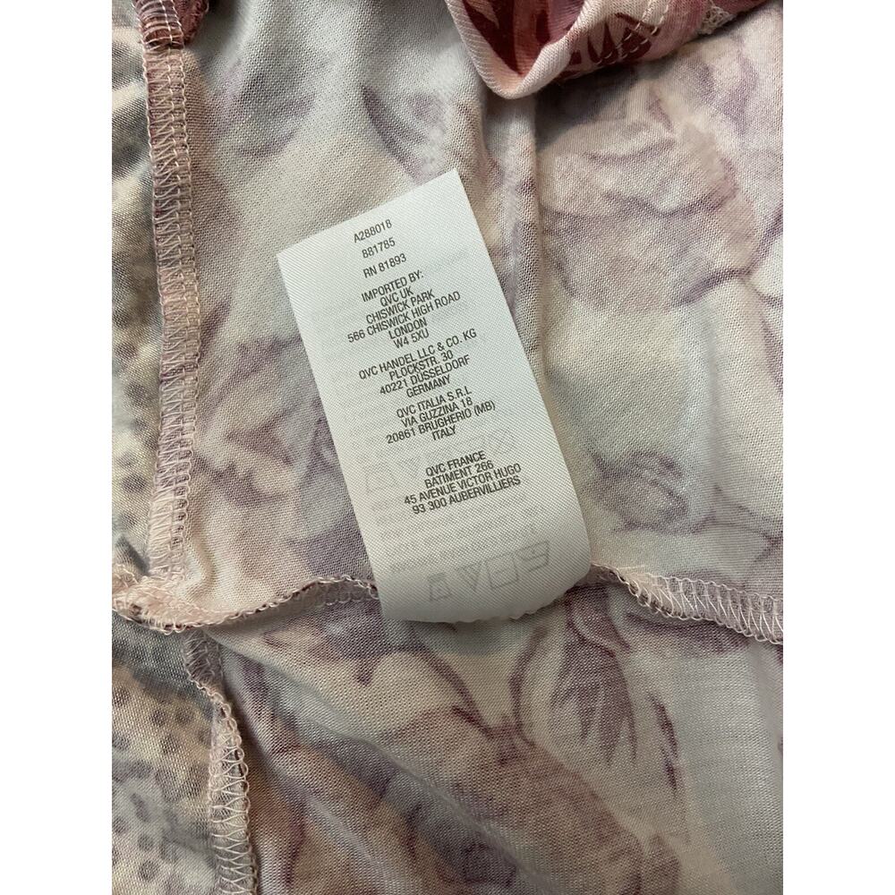 LOGO By Lori Goldstien Pink Long Sleeve Cardigan Size XS Mixed Print Pockets - Picture 6 of 8